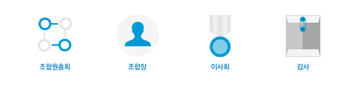 조합운영의 주체는 조합원총회,조합장,이사회,감사로 구성되어있습니다.