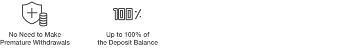 No Need to Make Premature Withdrawals, Up to 100% of the Deposit Balance