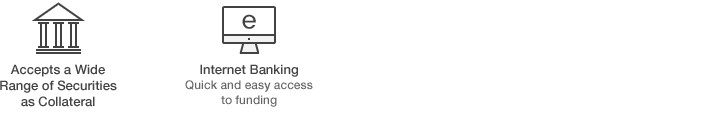 Accepts a Wide Range of Securities as Collateral, Internet Banking Quick and easy access to funding